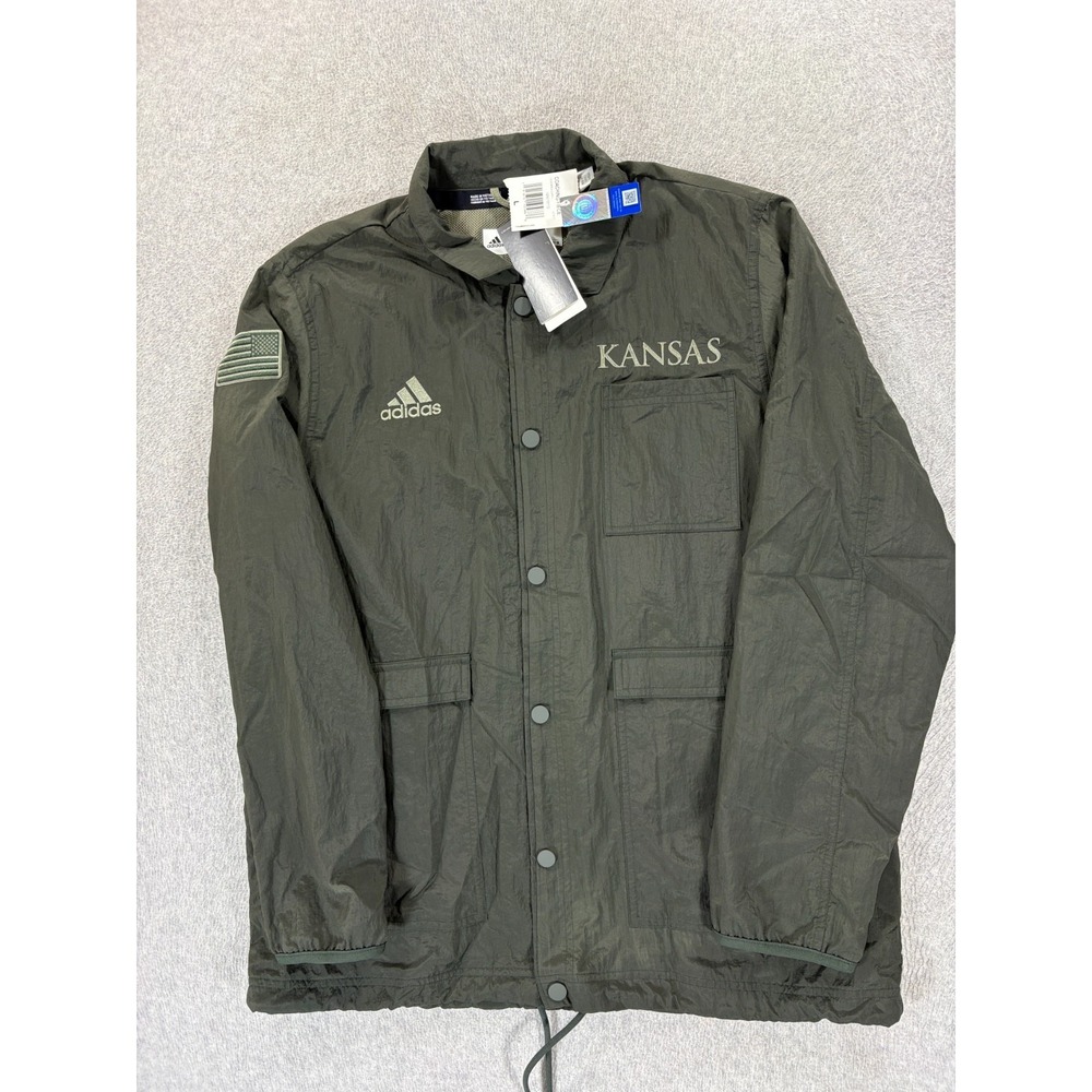 NWT Kansas Jayhawks Military Stitched Coaching Jacket (Men's Large) Green